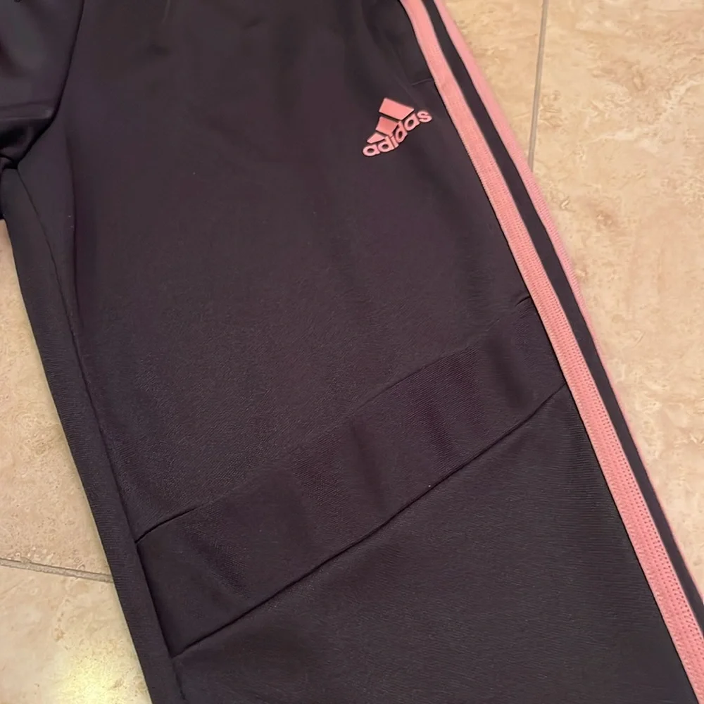 Women’s Adidas black/ pink striped Tiro pants (size M 12-14) - Picture 2 of 6